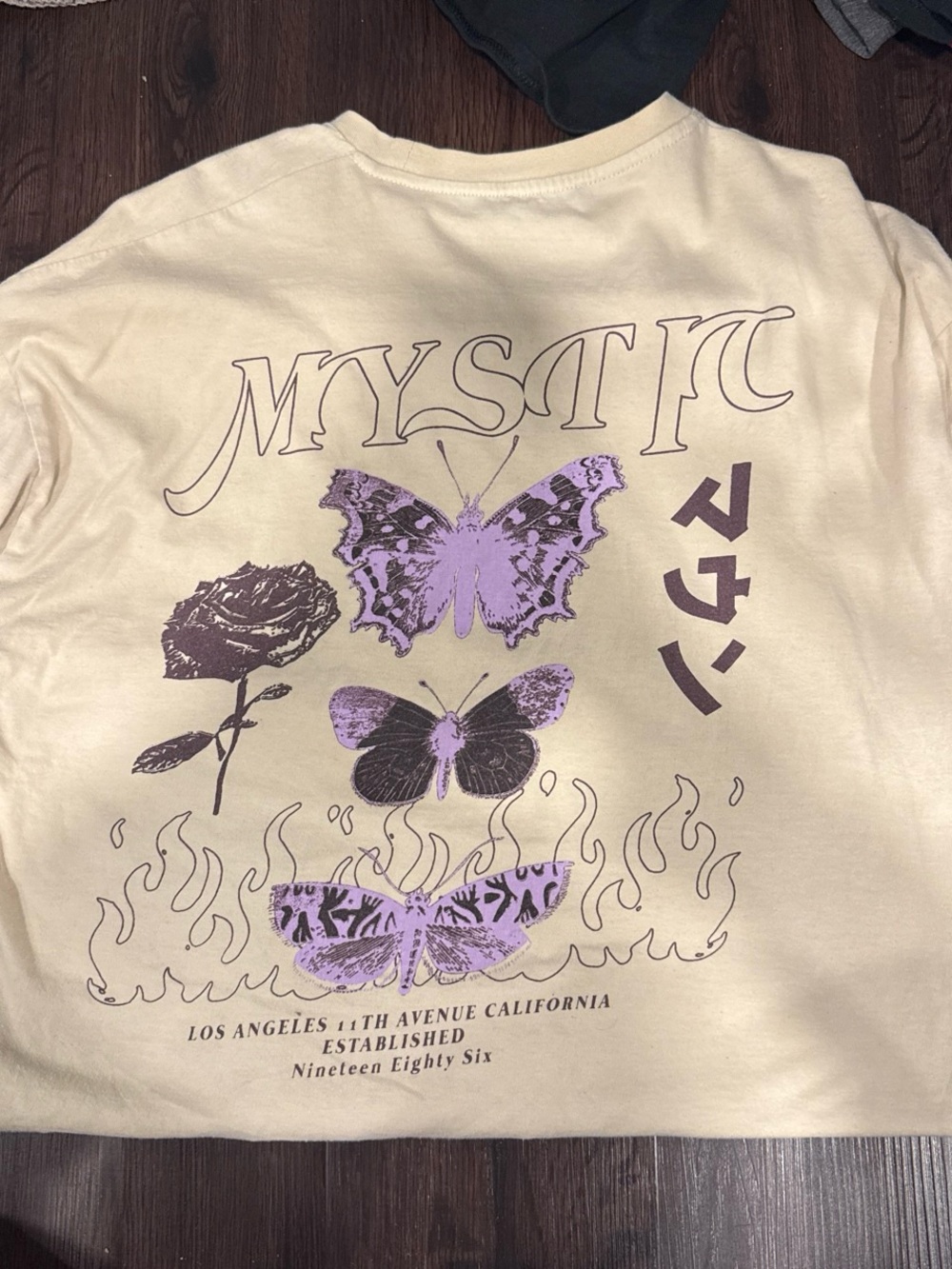 Mystic Graphic Tee for Kids - Cream with Purple Print